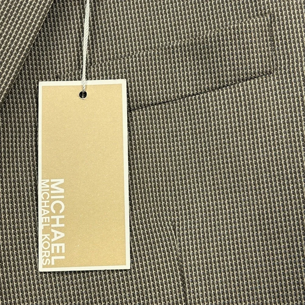 NEW Michael Kors Blazer Jacket Men's 48R Light Brown Houndstooth *See Note